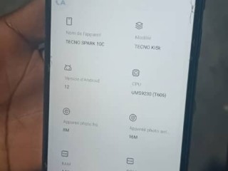 Vente de téléphone marque techno spark 10c